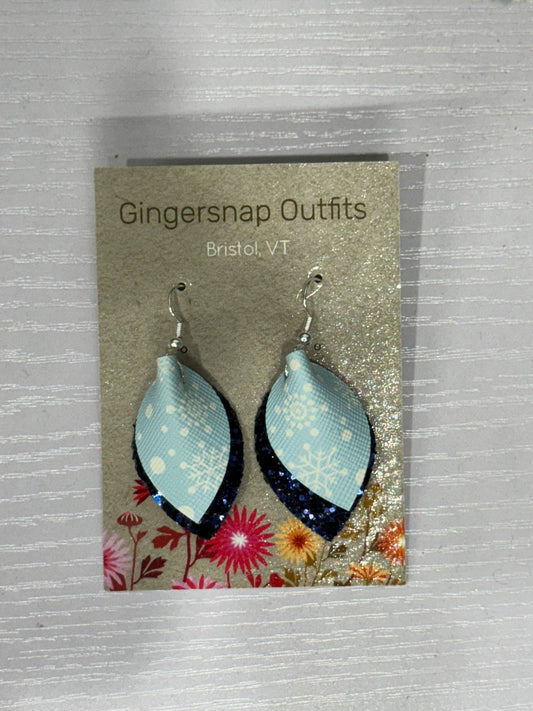 XSmall Blue Glitter Snowflakes earrings