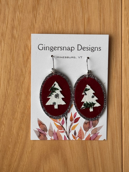 Small holiday Tree cut out earrings