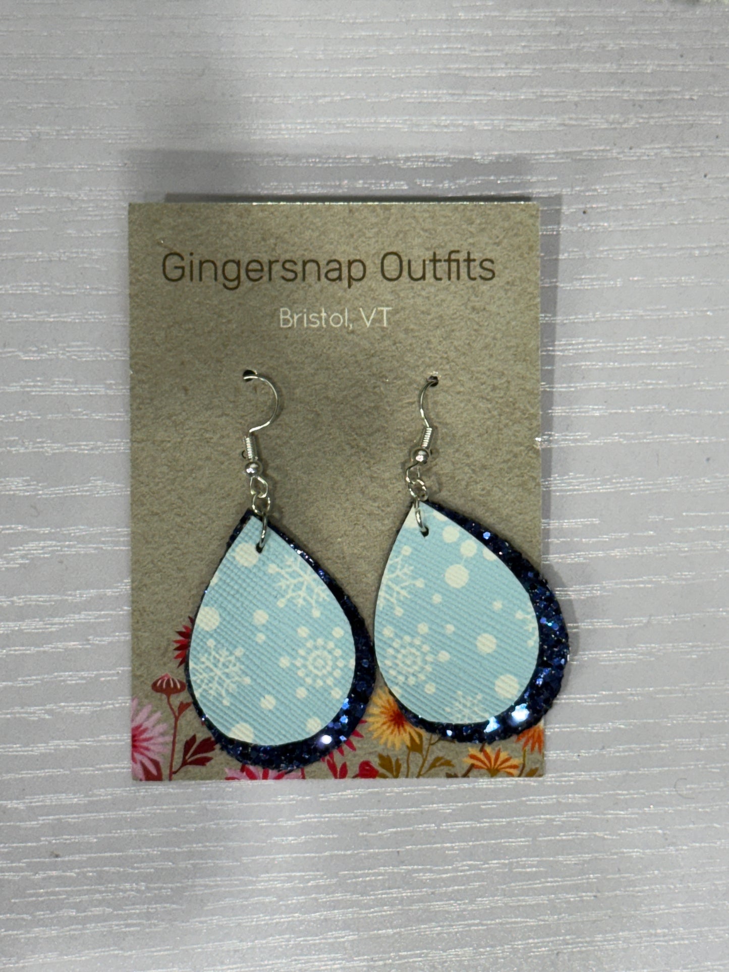 Small Blue Glitter Snowflakes earrings