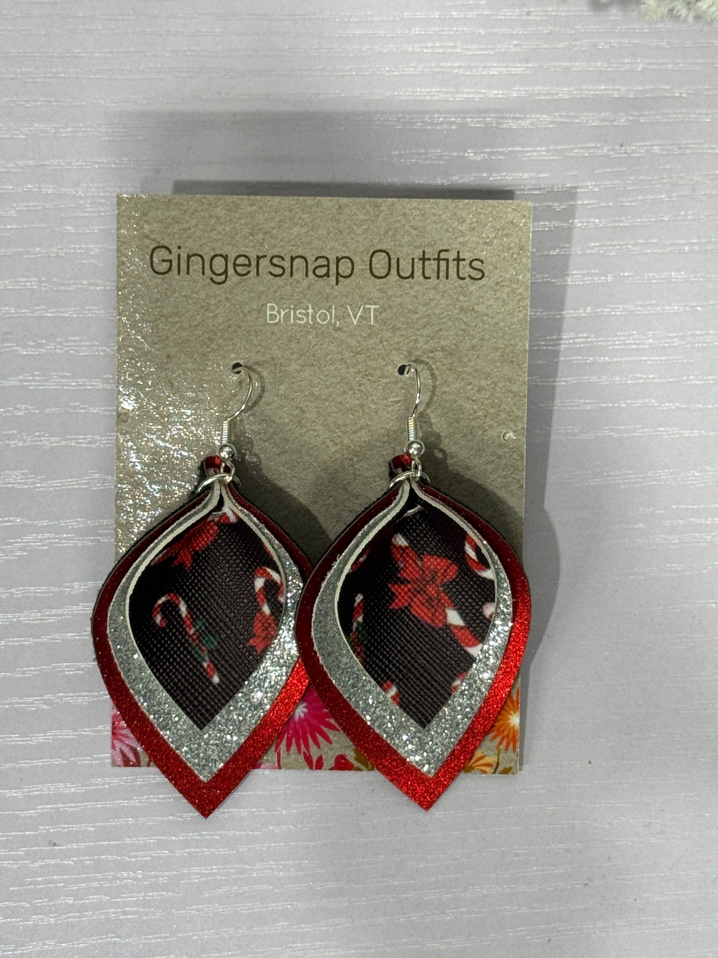 Medium curved Red Candy Cane earrings