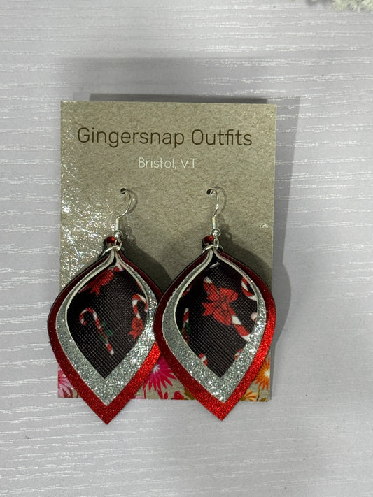Medium curved Red Candy Cane earrings