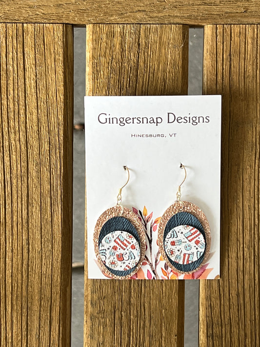 Fourth of July Small Oval Earrings