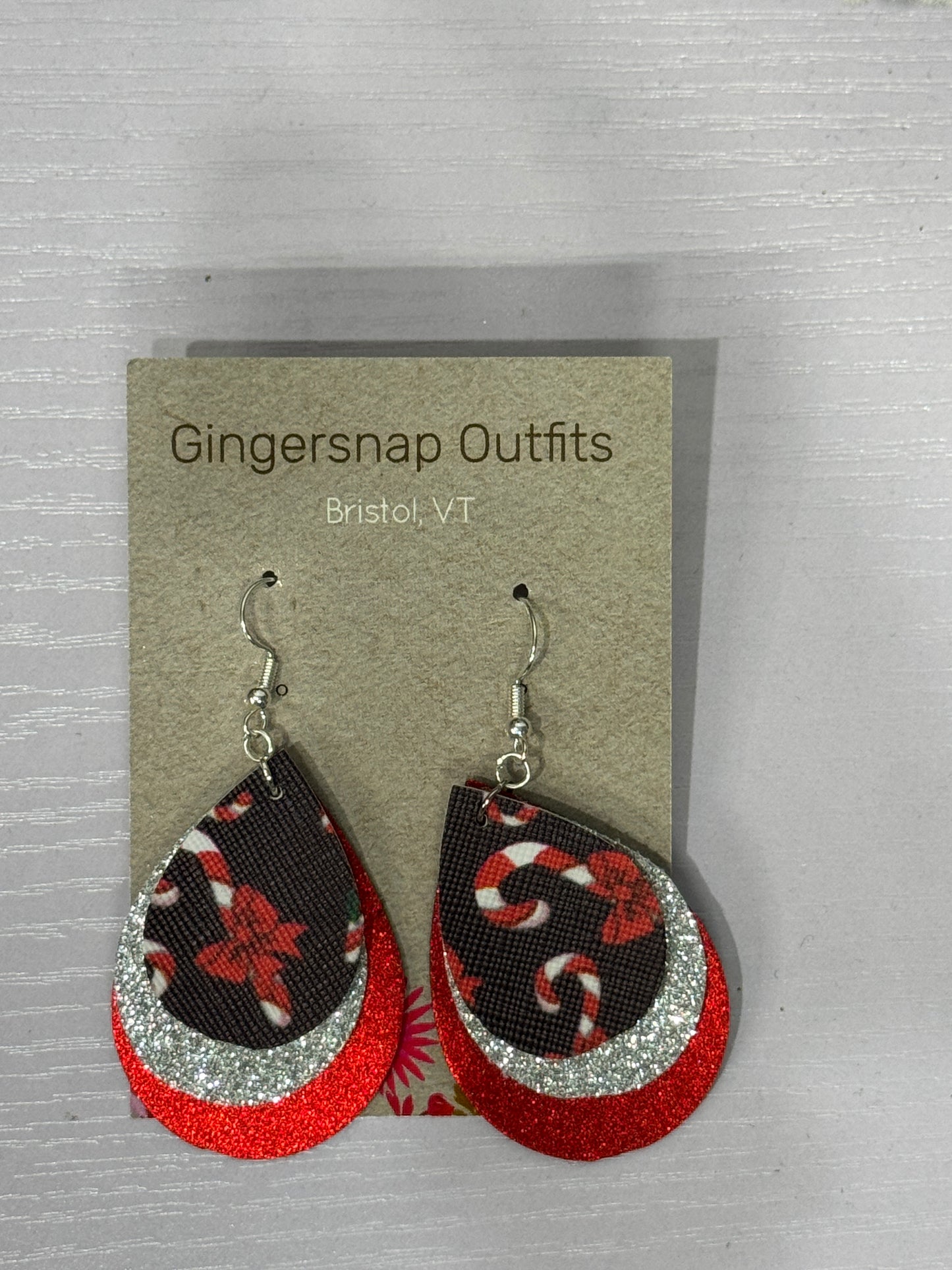 Small Red Candy Cane earrings