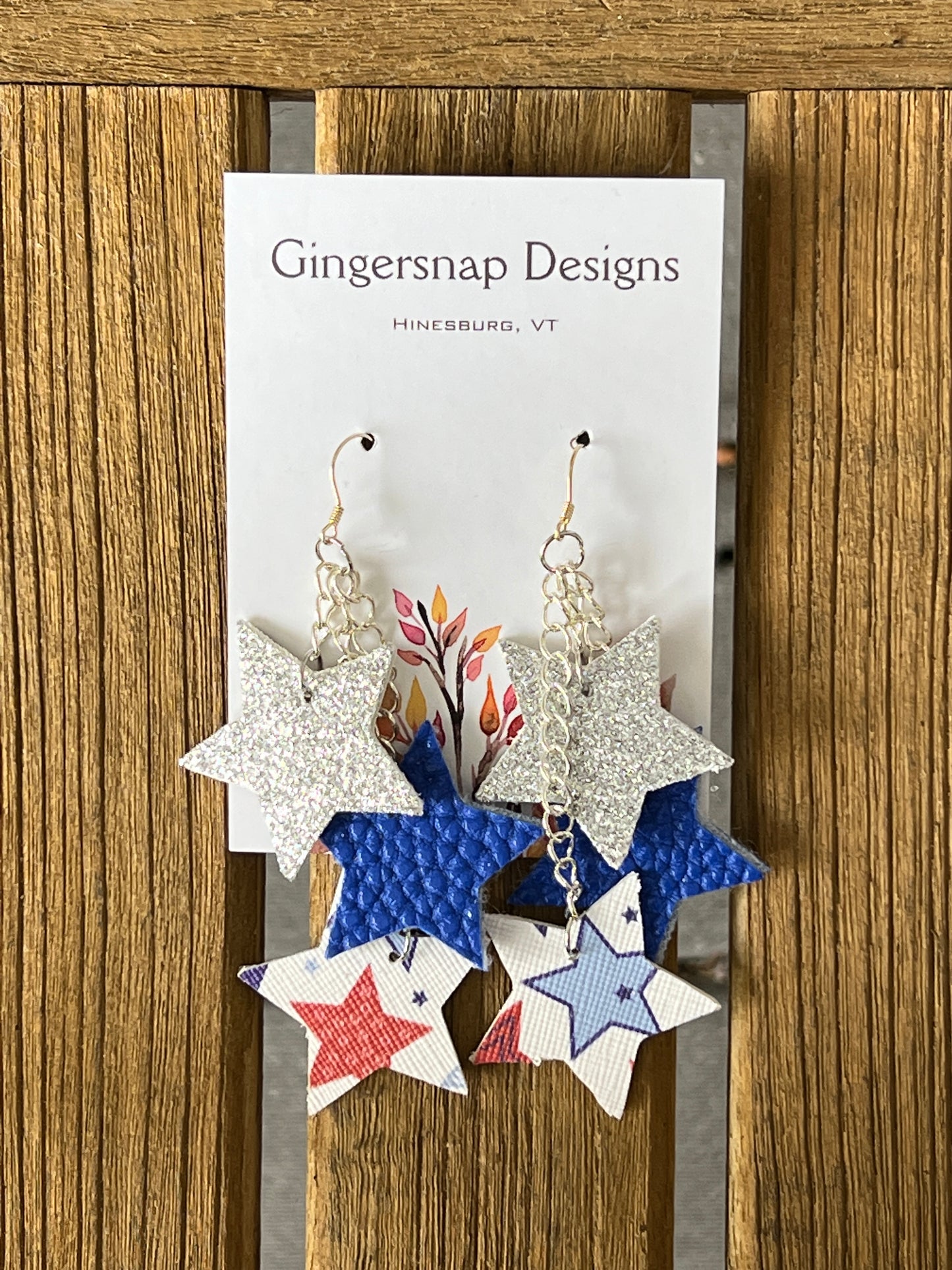 Fourth of July large Hanging Stars Earrings