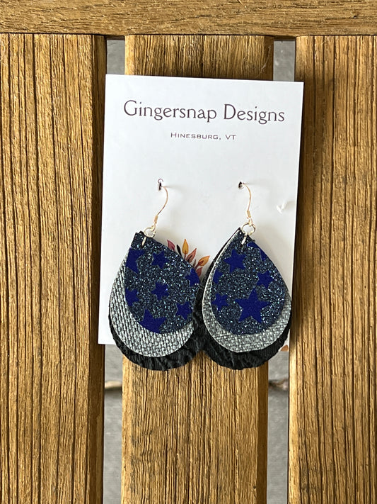 Fourth of July Small Blue stars Earrings