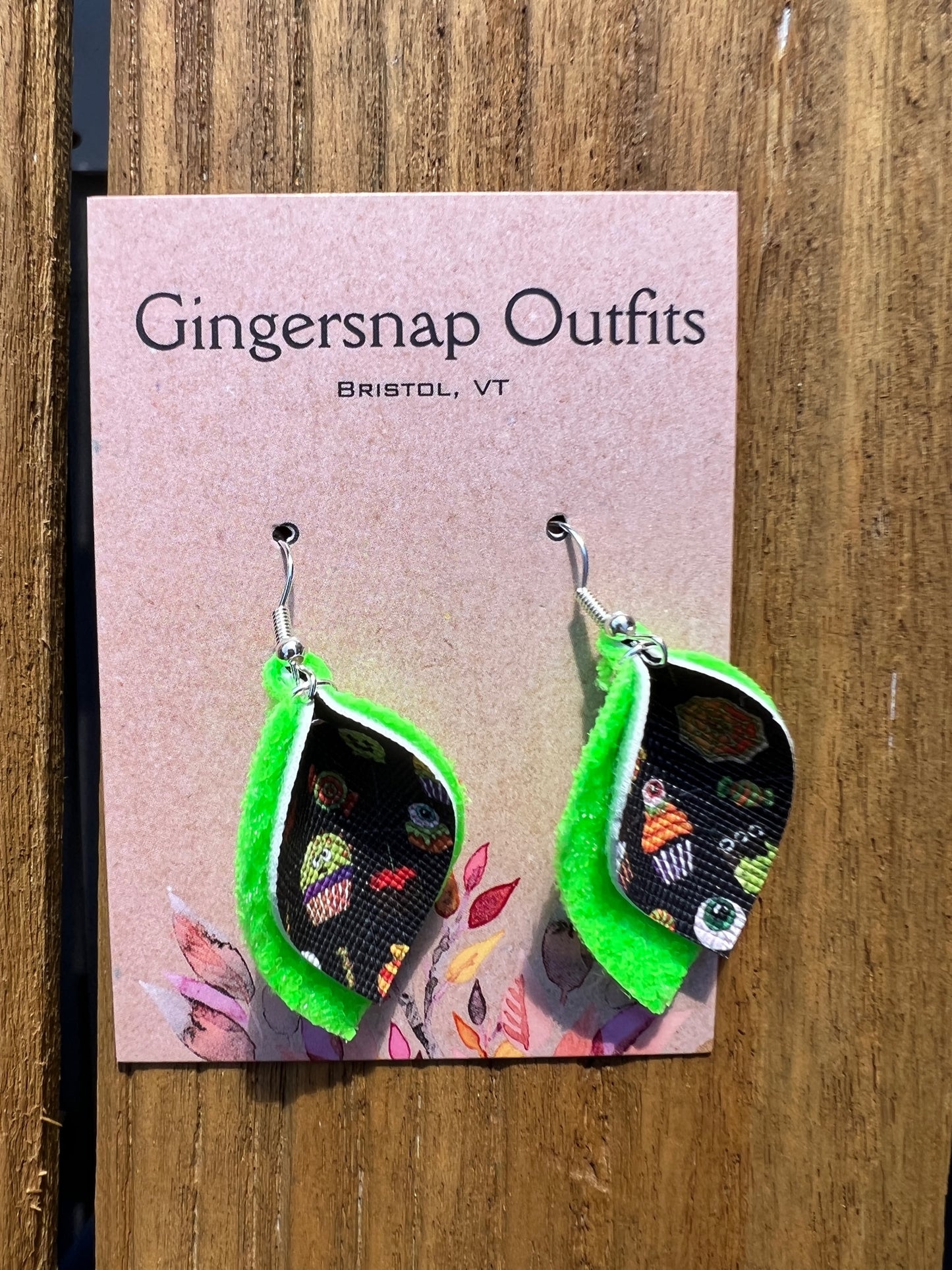 Small curved Halloween Candy Gingersnap Originals Earrings