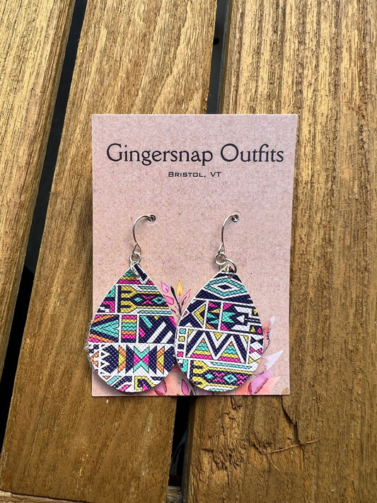 Small Rainbow Aztec Gingersnap Original Earrings