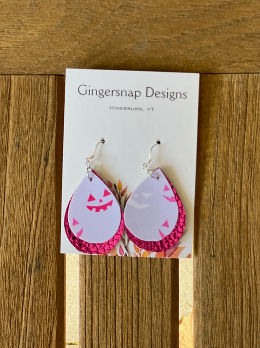 Small pink & lilac Halloween spooky faces