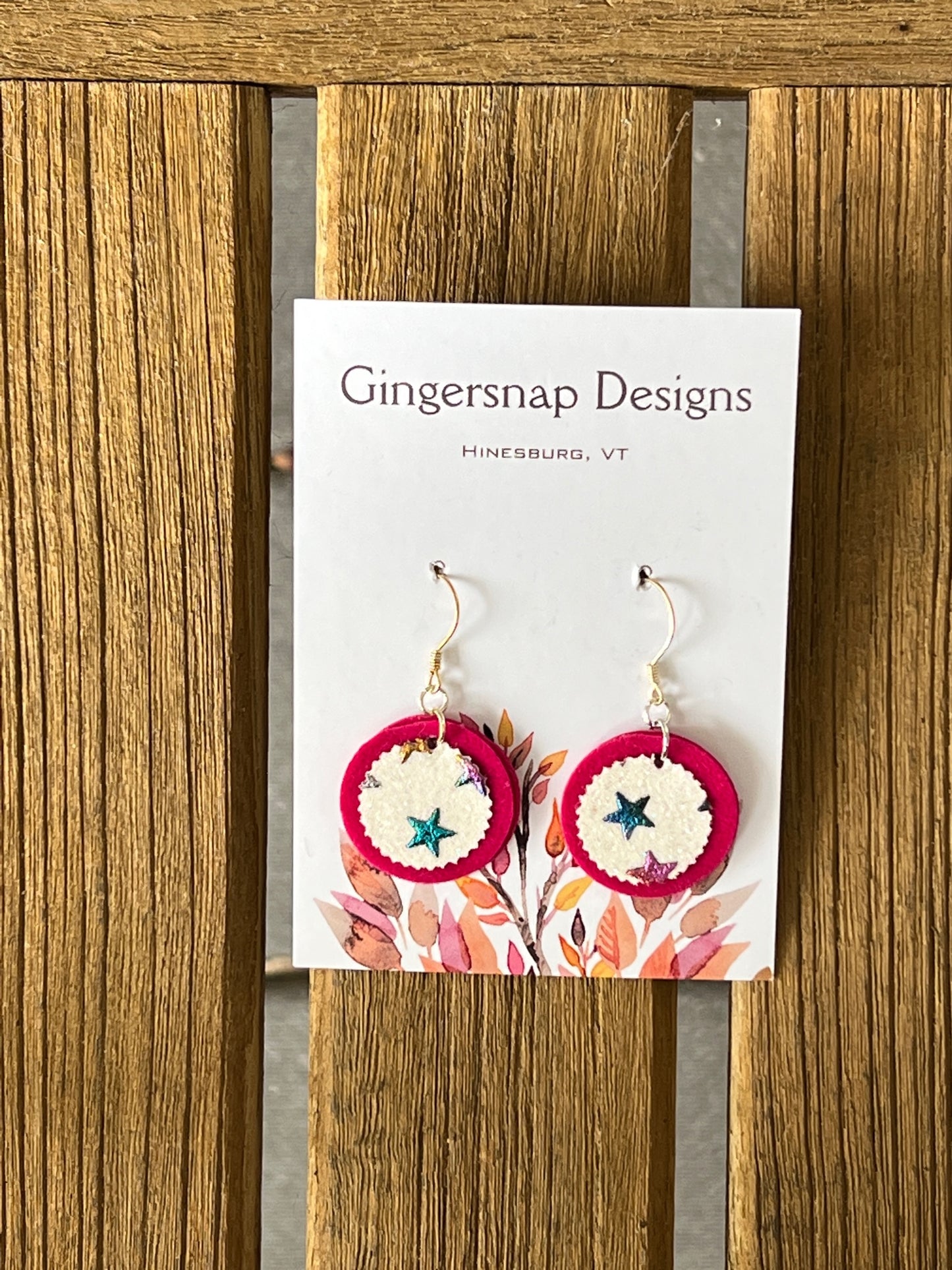 XS Pink Rainbow glitter Stars Gingersnap Orginal Earrings