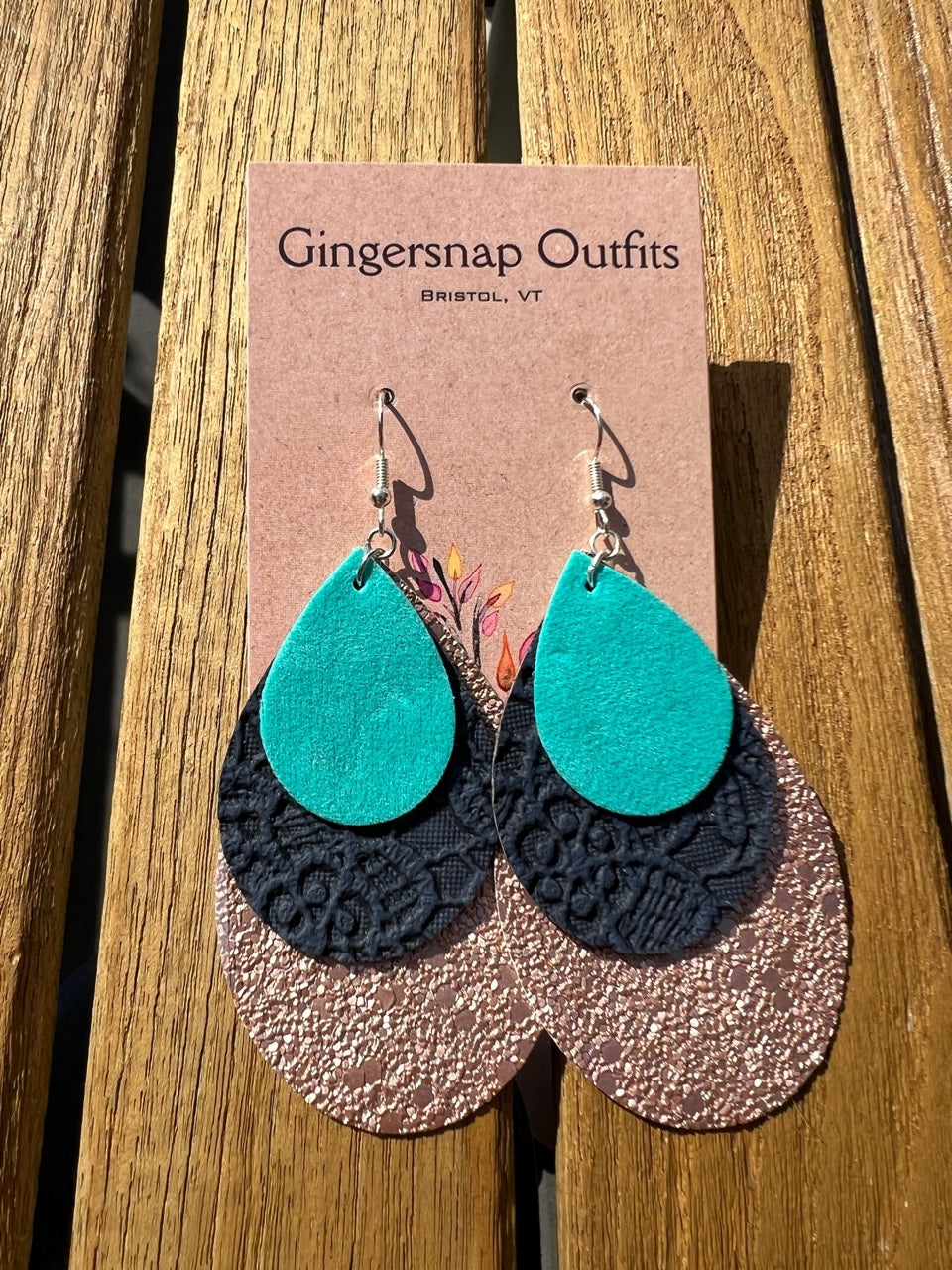Large teal black and rose gold flats