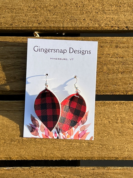 XS curved Red & Black Plaid Earrings