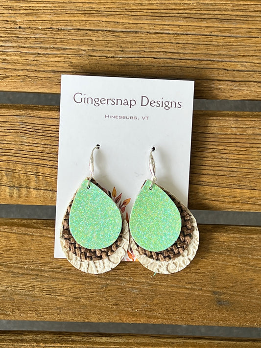 Small Green Weave Gingersnap Original Earrings