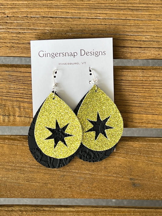 Large Black & Lime green star cut outs