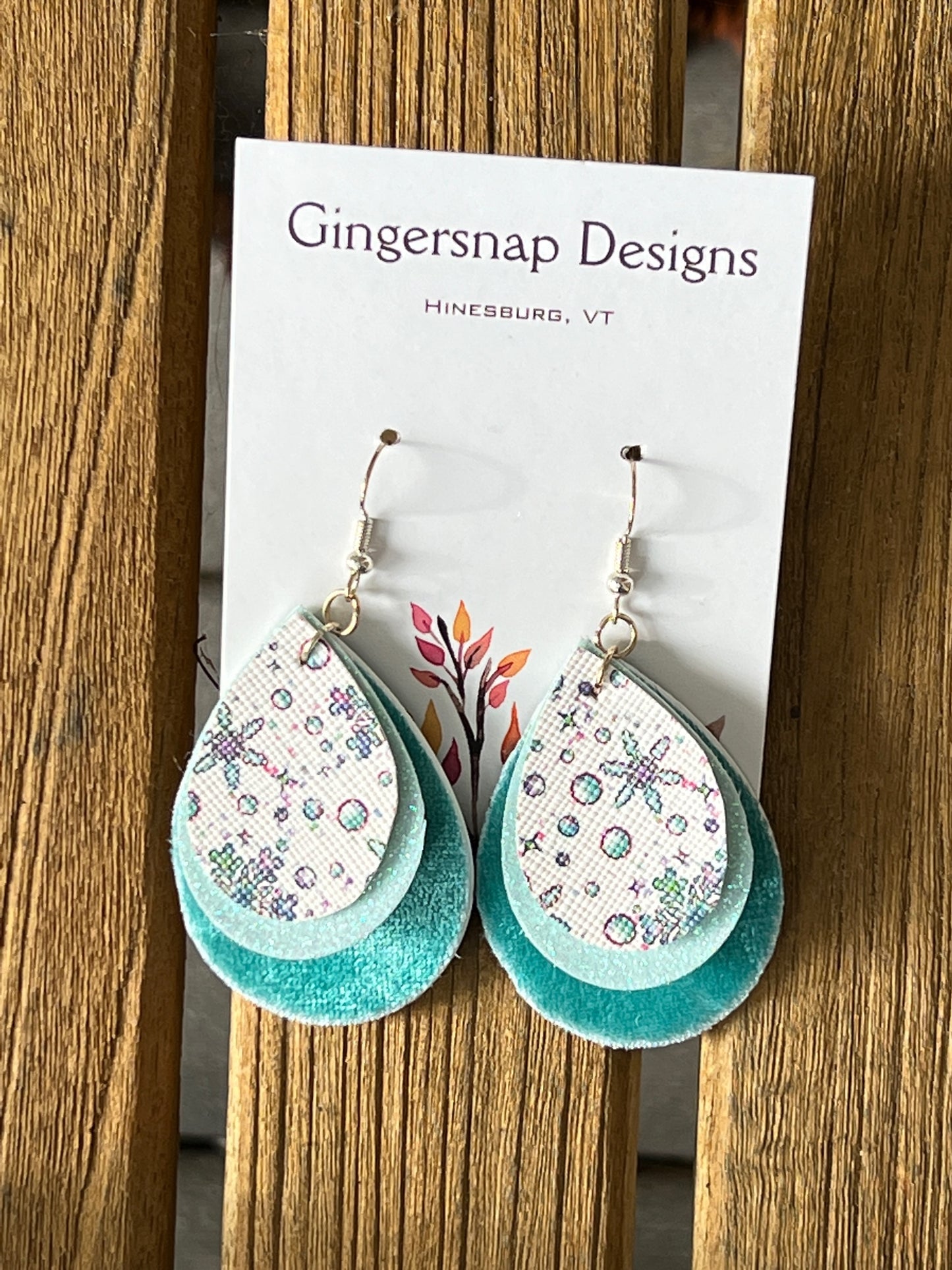 Small teal & white holiday snowflake flats