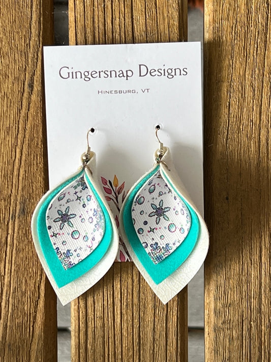 Large Curved Turquoise Snowflakes