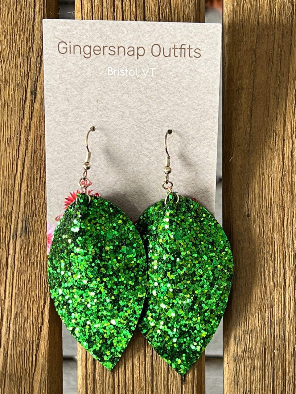 Large Concave Curved Green Glitter