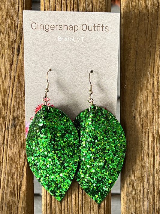 Large Concave Curved Green Glitter