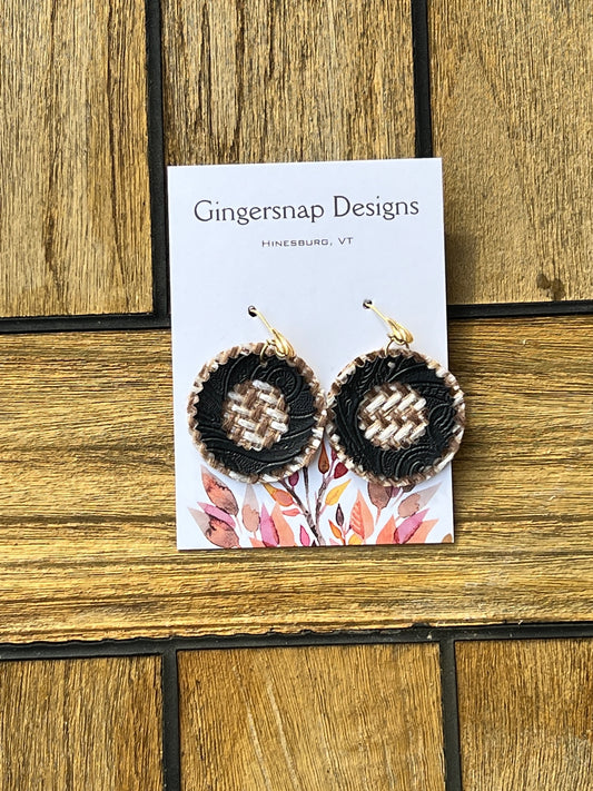 Medium round black & brown woven