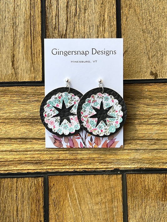 Large round hunter green floral