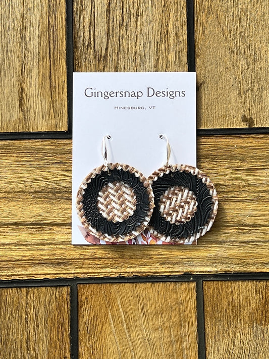 Large Round black & brown woven
