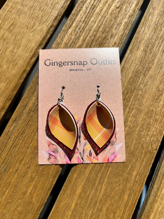 XS Fall plaid glitter curved Earrings