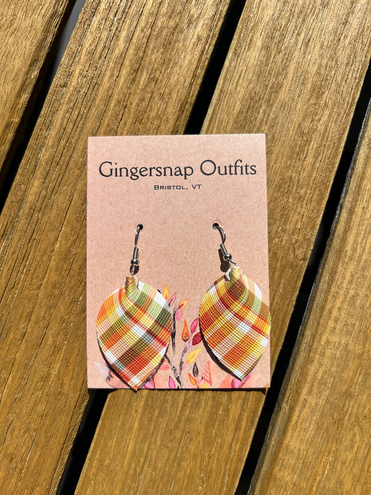 XS spring fall plaid curved earrings