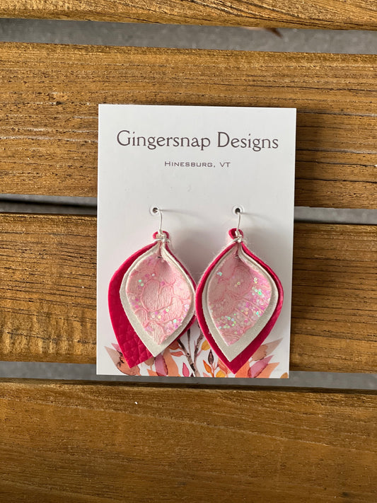 Small Pink Lace Curved Gingersnap Original earrings