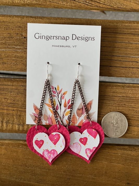 Large Pink Cut out hanging Hearts