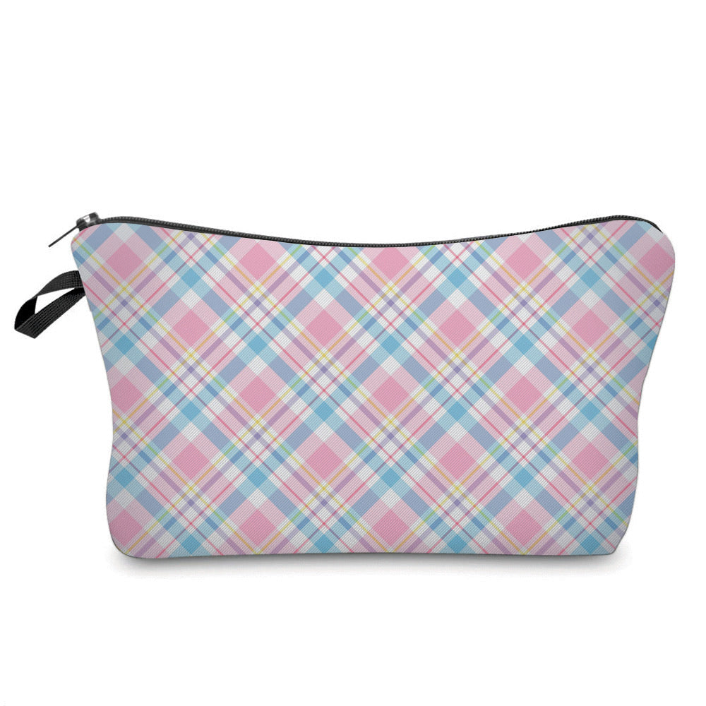 Pouch - Easter - Plaid Pink Blue